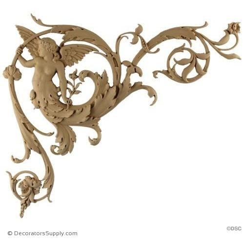 Spandrel Left Winged Angel-Ital. Ren. 13H X 14 3/8W - 5/8Rel-appliques-for-woodwork-furniture-Decorators Supply