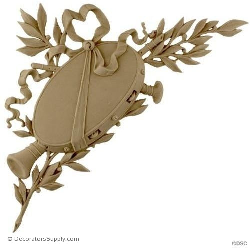 Musical Instrument Left -Louis XVI 11 5/8H X 11W - 5/8Rel-appliques-for-woodwork-furniture-Decorators Supply