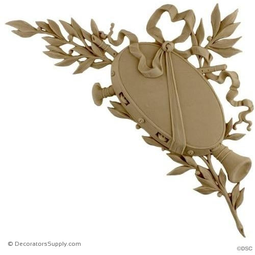 Musical Instrument Right -Louis XVI 11 5/8H X 11W - 7/8Rel-appliques-for-woodwork-furniture-Decorators Supply