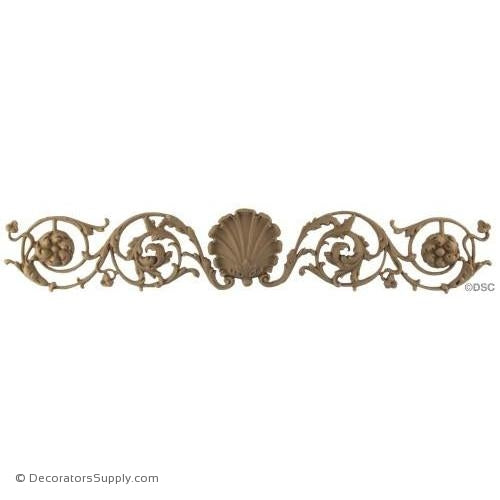 Shell with Vines - French Ren. 3H X 18 1/4W - 7/16Relief-ornaments-for-woodwork-furniture-Decorators Supply
