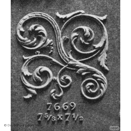 Scroll - Ren. 7 1/2H X 7 5/8W - 3/16Relief-ornaments-furniture-woodwork-Decorators Supply