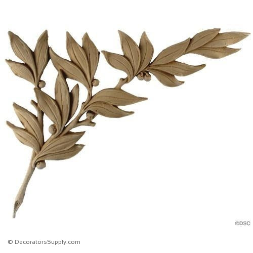 Spandrel Oak Branch -Left-French Ren. 10 1/2H X 13W- 3/8Rel-appliques-for-woodwork-furniture-Decorators Supply