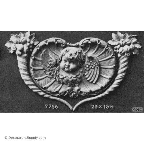 Fruit and Cherub-Ren. 13 1/2H X 23W - 1 1/8Relief-ornaments-furniture-woodwork-Decorators Supply