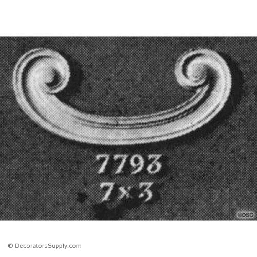 Scroll - French 3H X 7W - 3/16Relief-ornaments-furniture-woodwork-Decorators Supply