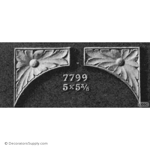 Spandrel - Colonial 5 3/8H X 5W - 1/4Relief-appliques-for-woodwork-furniture-Decorators Supply