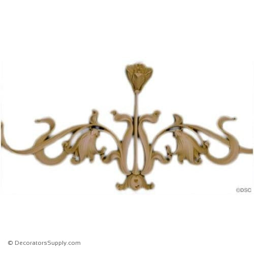 Flower - Art Nouveau 8 1/2H X 18 5/8W - 1/2Relief-appliques-for-woodwork-furniture-Decorators Supply