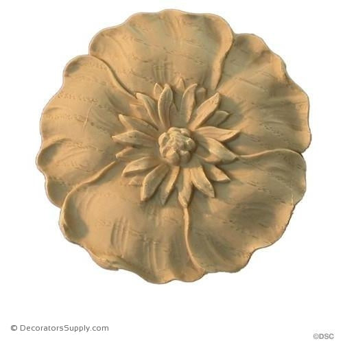 Poppy Flower Rosette - Art Nouveau 3H X 3W - 3/16Relief-woodwork-furniture-ornaments-Decorators Supply