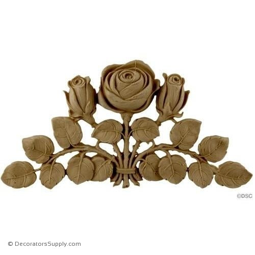 Rose - Art Nouveau 4 1/4H X 8 1/4W - 1/2Relief-appliques-for-woodwork-furniture-Decorators Supply