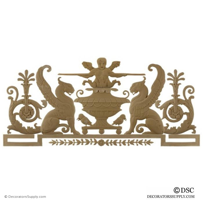 Decorative Griffin Applique for Wood 13H X 31W - 1/4Relief - Decorators Supply