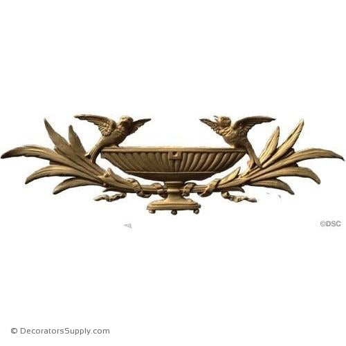 Basket-Birds and Branches-Adams 4 1/4H X 14 3/4W - 1/4Rel-ornaments-for-furniture-woodwork-Decorators Supply
