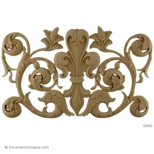 Fleur de Lis w/ Scrolls - 9 3/4H X 15 3/4W - 3/8Relief - Decorators Supply