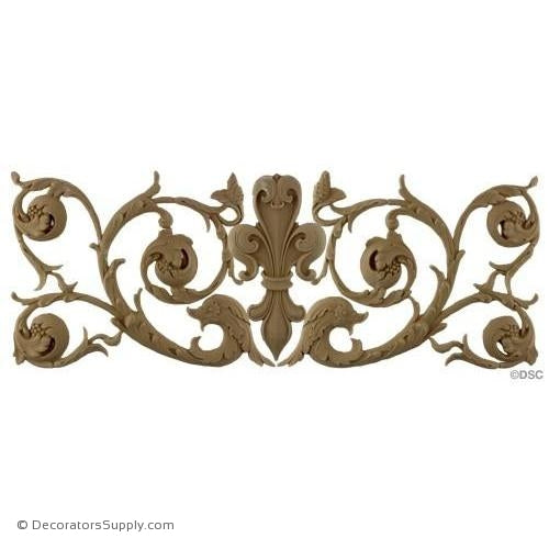 Fleur de Lis w/ Scrolls - 10H X 24W - 3/8Relief - Decorators Supply