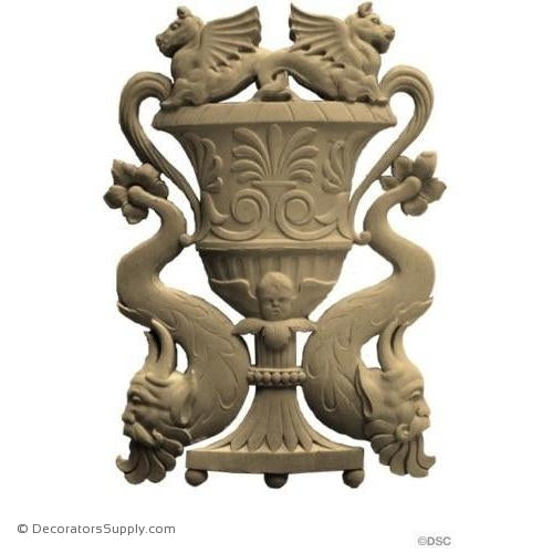 Serpents and Basket-Classic 12 1/2H X 9W - 3/4Relief-ornaments-for-furniture-woodwork-Decorators Supply