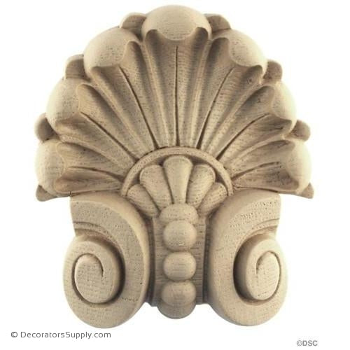 Shell - Rococo - Louis XIV 6 1/2H X 5 1/2W - 1 1/2Relief-ornaments-for-woodwork-furniture-Decorators Supply