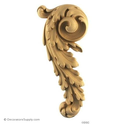 Leaf Scroll - Louis XVI 9H X 3 3/8W - 1Relief-ornaments-furniture-woodwork-Decorators Supply