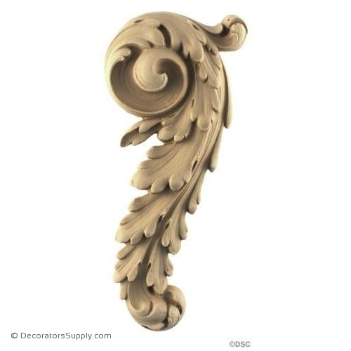 Leaf Scroll - Louis XVI 9H X 3 3/8W - 1Relief-ornaments-furniture-woodwork-Decorators Supply
