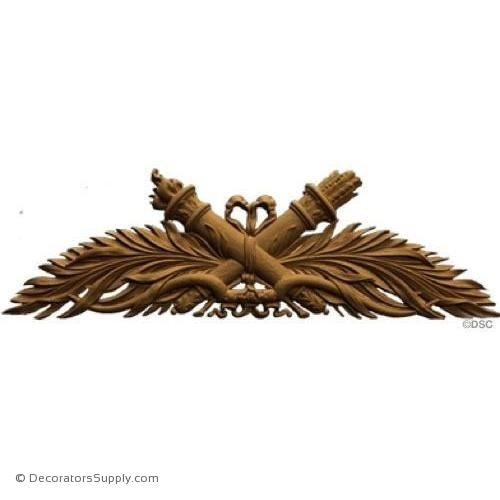 Torches-Louis XVI 5 1/4H X 16 1/4W - 1/2Relief-appliques-for-woodwork-furniture-Decorators Supply