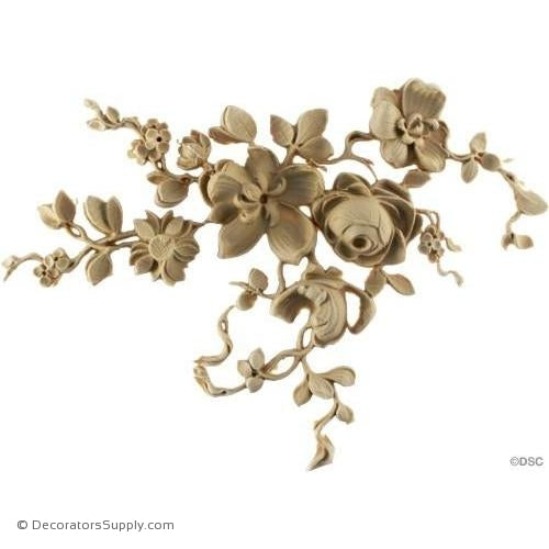 Floral - Rococo - Louis XV 6 3/4H X 8 1/4W - 3/4Relief-ornaments-furniture-woodwork-Decorators Supply
