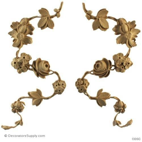 Rose Drops - Rococo - Louis XV 9 3/4H X 4 1/2W - 5/8Relief-ornaments-furniture-woodwork-Decorators Supply