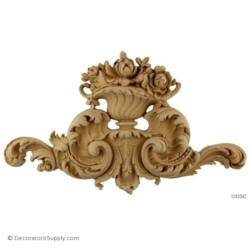 Floral Basket - Rococo -Louis XV 9H X 15 1/4W - 1 1/4Relief-appliques-for-woodwork-furniture-Decorators Supply