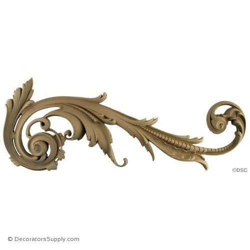 Scroll - Rococo - Louis XV 10 1/2H X 26W - 1 3/4Relief-ornaments-for-furniture-wooodwork-Decorators Supply