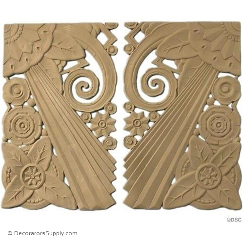 Art Deco- 17 1/2H X 11 1/4W - R&L 3/16Relief-appliques-for-woodwork-furniture-Decorators Supply
