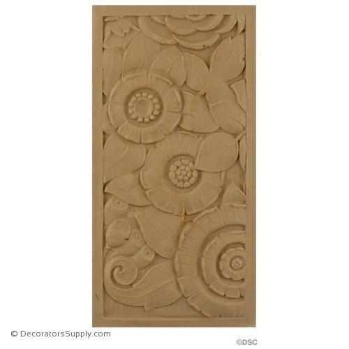 Art Deco-Rosette - Rectangular Shape- 8H X 4W - 5/16Relief-appliques-for-woodwork-furniture-Decorators Supply