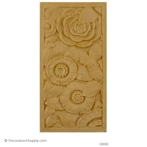Art Deco-Rosette Design - Rectangular- 8H X 4W - 5/16Relief-appliques-for-woodwork-furniture-Decorators Supply