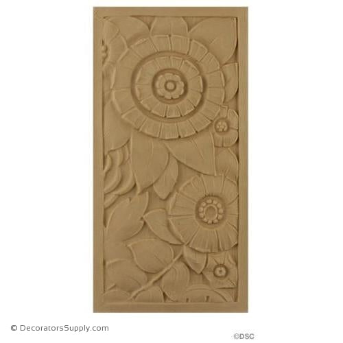 Art Deco-Rosette - Rectangular- 8H X 4W - 5/16Relief-appliques-for-woodwork-furniture-Decorators Supply