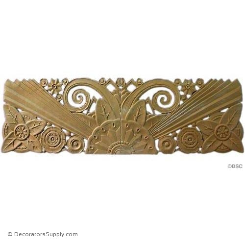 Art Deco Floral- 11 1/4H X 35W - 1/4Relief-appliques-for-woodwork-furniture-Decorators Supply