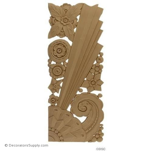 Art Deco Floral- 17H X 6 1/4W - 1/4Relief-appliques-for-woodwork-furniture-Decorators Supply