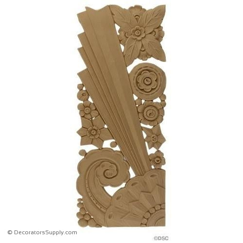 Art Deco Floral- 17H X 6 1/4W - 3/16Relief-appliques-for-woodwork-furniture-Decorators Supply