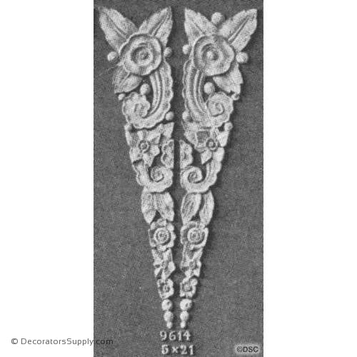 Art Deco-Floral- 21H X 5W-appliques-for-woodwork-furniture-Decorators Supply