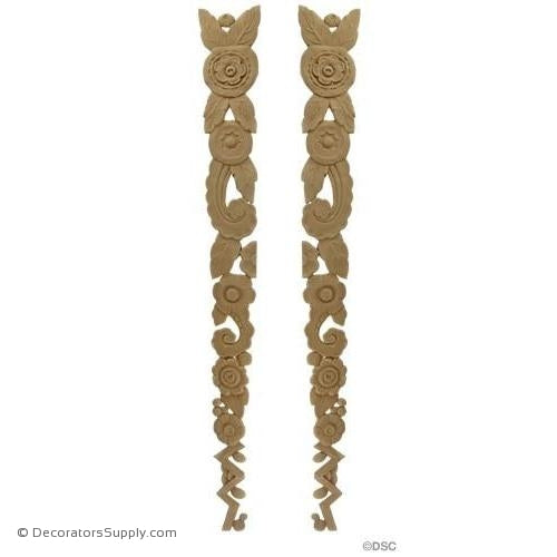 Art Deco-Floral- 26 7/8H X 3 1/4W - R&L 1/4Relief-appliques-for-woodwork-furniture-Decorators Supply