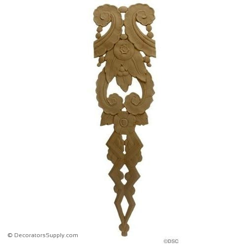 Art Deco-Floral- 22 1/2H X 6 1/8W - 1/4Relief-appliques-for-woodwork-furniture-Decorators Supply