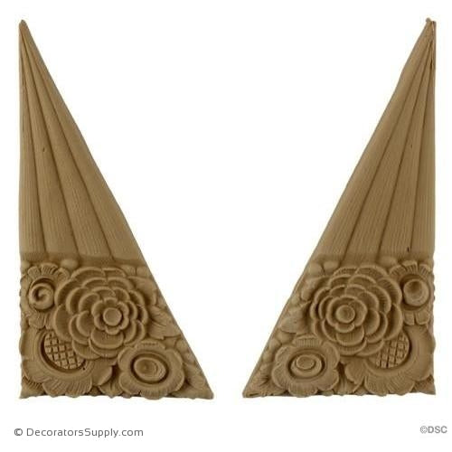 Art Deco- 7H X 3 5/8W - R&L 7/16Relief-appliques-for-woodwork-furniture-Decorators Supply