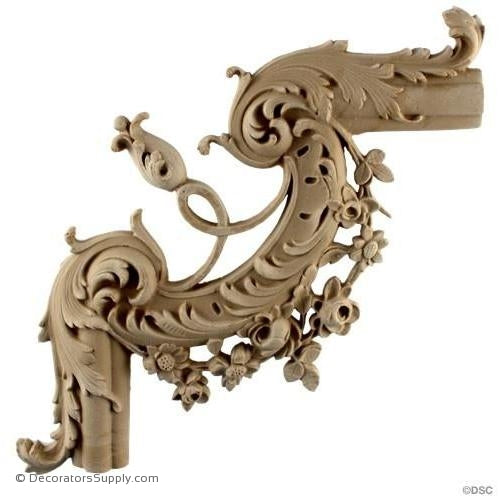 Wall Panel Design - Rococo Rose Corner Ornament - 9H X 9W-ornate-french-Decorators Supply
