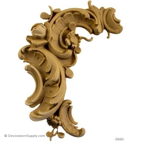 Wall Panel Design - Rose Left Corner Ornament - 4H X 4W-ornate-french-Decorators Supply