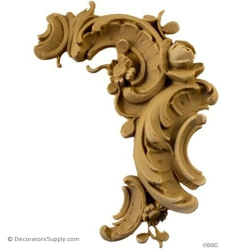Wall Panel Design - Rose Right Corner Ornament- 4H X 4W-ornate-french-Decorators Supply