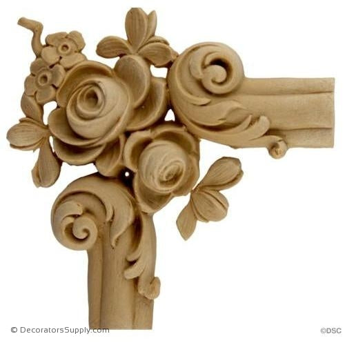 Wall Panel - Rose Corner Ornament - 3H X 3W USE 9920A-ornate-french-Decorators Supply