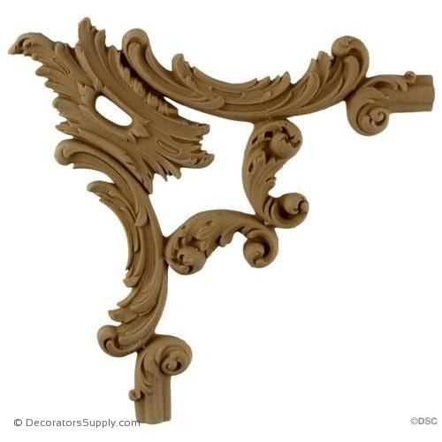 Wall Panel Design - Acanthus Corner Ornament - 9H X 9W-ornate-french-Decorators Supply