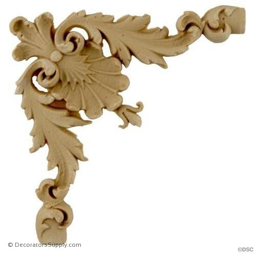 Wall Panel Design-Shell and Leaf Corner Ornament-4HX4Wx3"-ornate-french-Decorators Supply