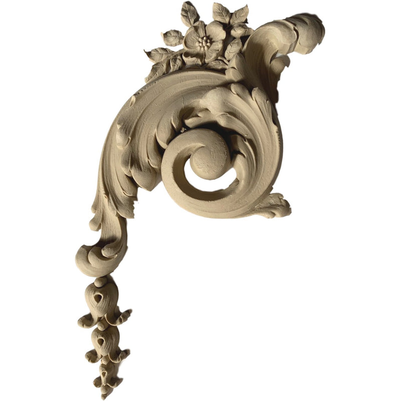 Wall Panel Design - Left Corner Ornament 6H X 10W - 1 1/4Rel