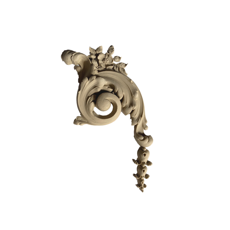 Wall Panel Design -Right Corner Ornament 6H X 10W - 1 1/4Rel
