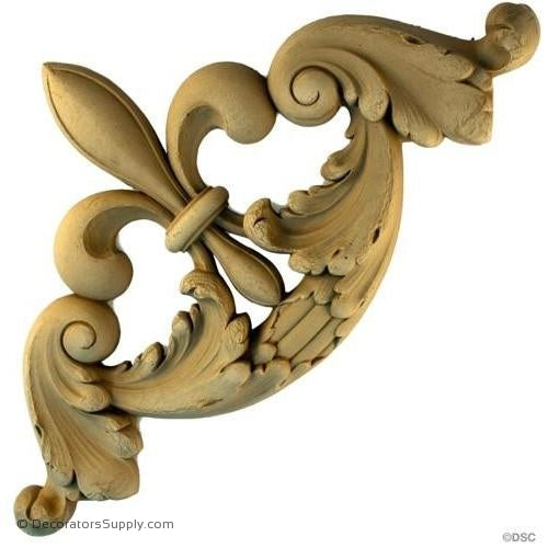 Wall Panel Design - Corner Ornament 11H X 11W - 1 1/4Relief-ornate-french-Decorators Supply