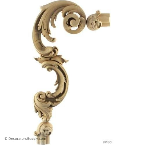 Wall Panel Design - Left Corner Ornament - 12H X 6W-ornate-french-Decorators Supply