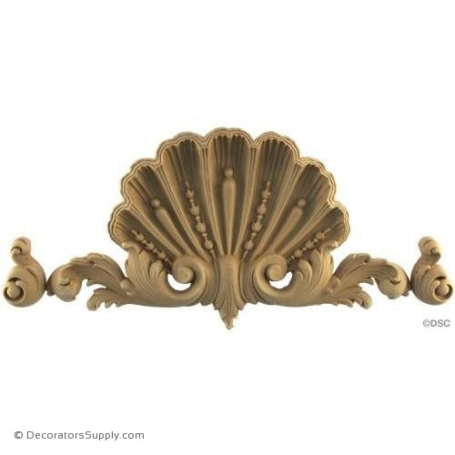 Wall Panel Design - Shell Center Ornament - 6H X 13W-ornate-french-Decorators Supply