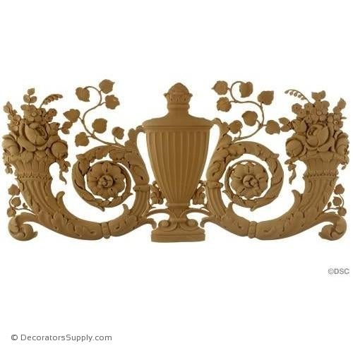 Urn and Cornucopias -Fr. Ren. 11 1/2H X 24 3/4W - 3/8Relie-ornaments-for-woodwork-furniture-Decorators Supply