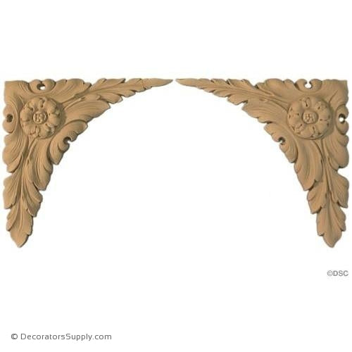 Spandrel Leaf Corner -French Ren. 4 7/8H X 5W - 1/4Rel-appliques-for-woodwork-furniture-Decorators Supply
