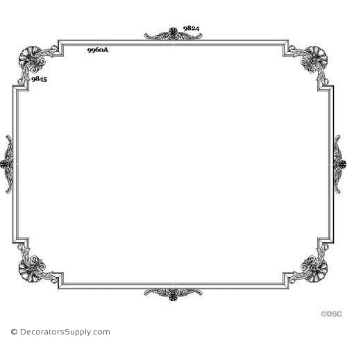 Louis XIV 10'x 8' 4-P9845 4-P9824 36' - 9960A-Hand-cast-ceiling-ornaments-Decorators Supply